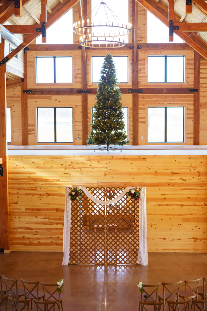 The barn set for Roman & Sydney's indoor ceremony.